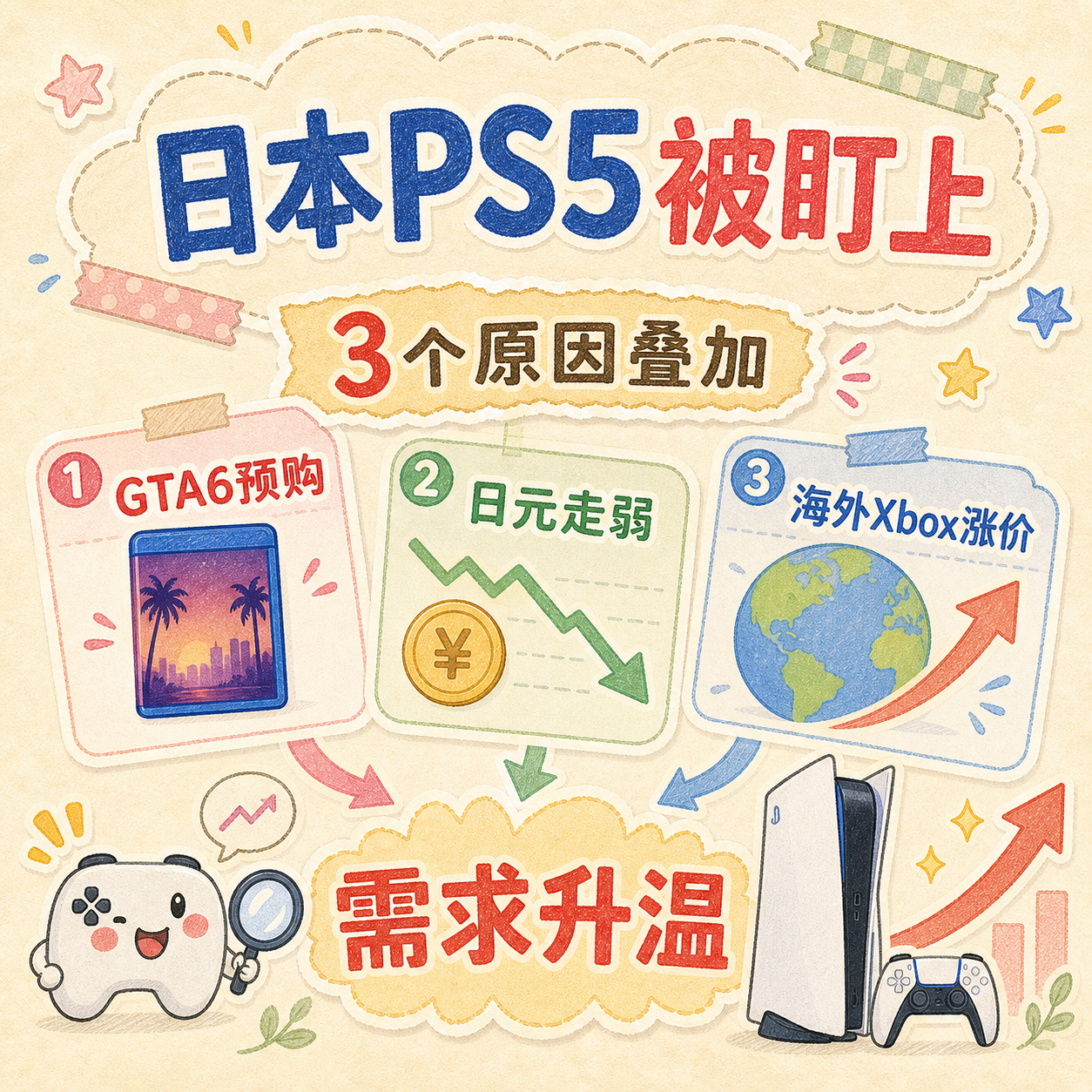 日本PS5被盯上,GTA6预购、日元走弱、海外Xbox涨价三件事叠加。