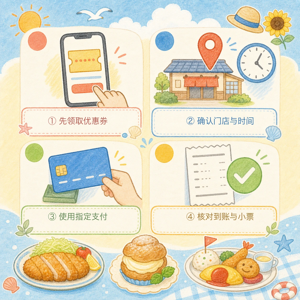 使用日本餐饮优惠券前的四步检查:领券、确认门店、指定支付、核对到账